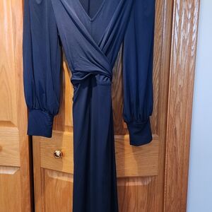 Elegant Blue Wrap Dress